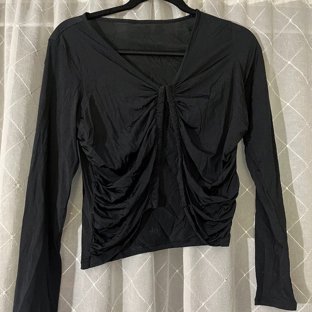 Black standout Alo cropped sweater top size L